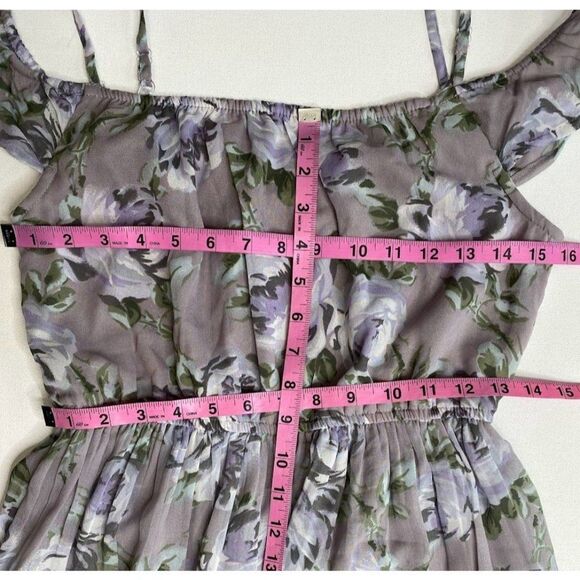 Childrens Place Girls Purple Floral Cold Shoulder Chiffon High Low Dress XXL 16 - Picture 6 of 8